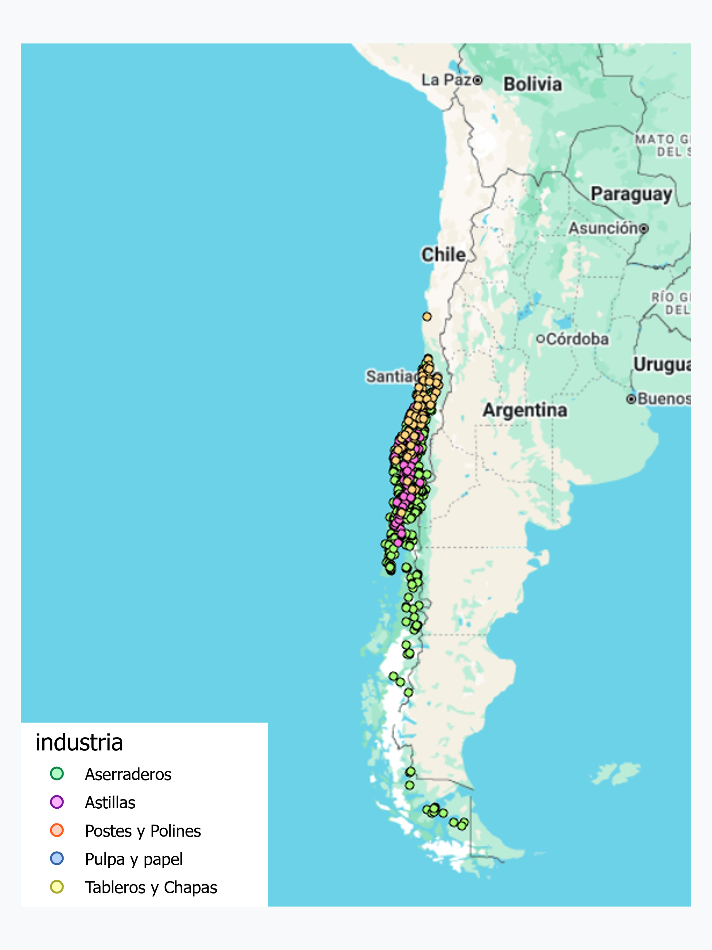 Mapa de la Industria Forestal Primaria 2019